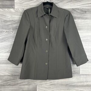 Anthropologie Peace of Cloth Womens Small‎ Brown Fitted Blazer 3/4 Sleeve Button